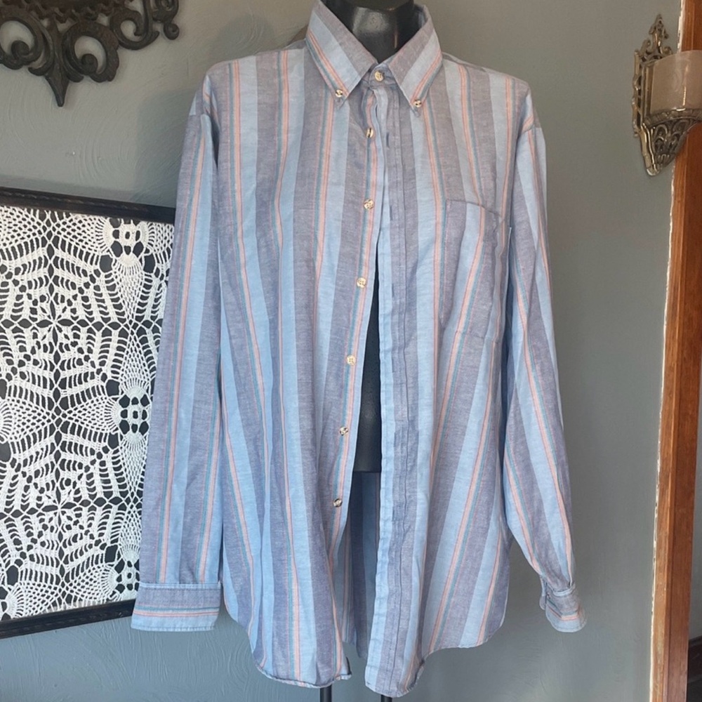 Oakton Striped Button-Down Shirt - Light Blue